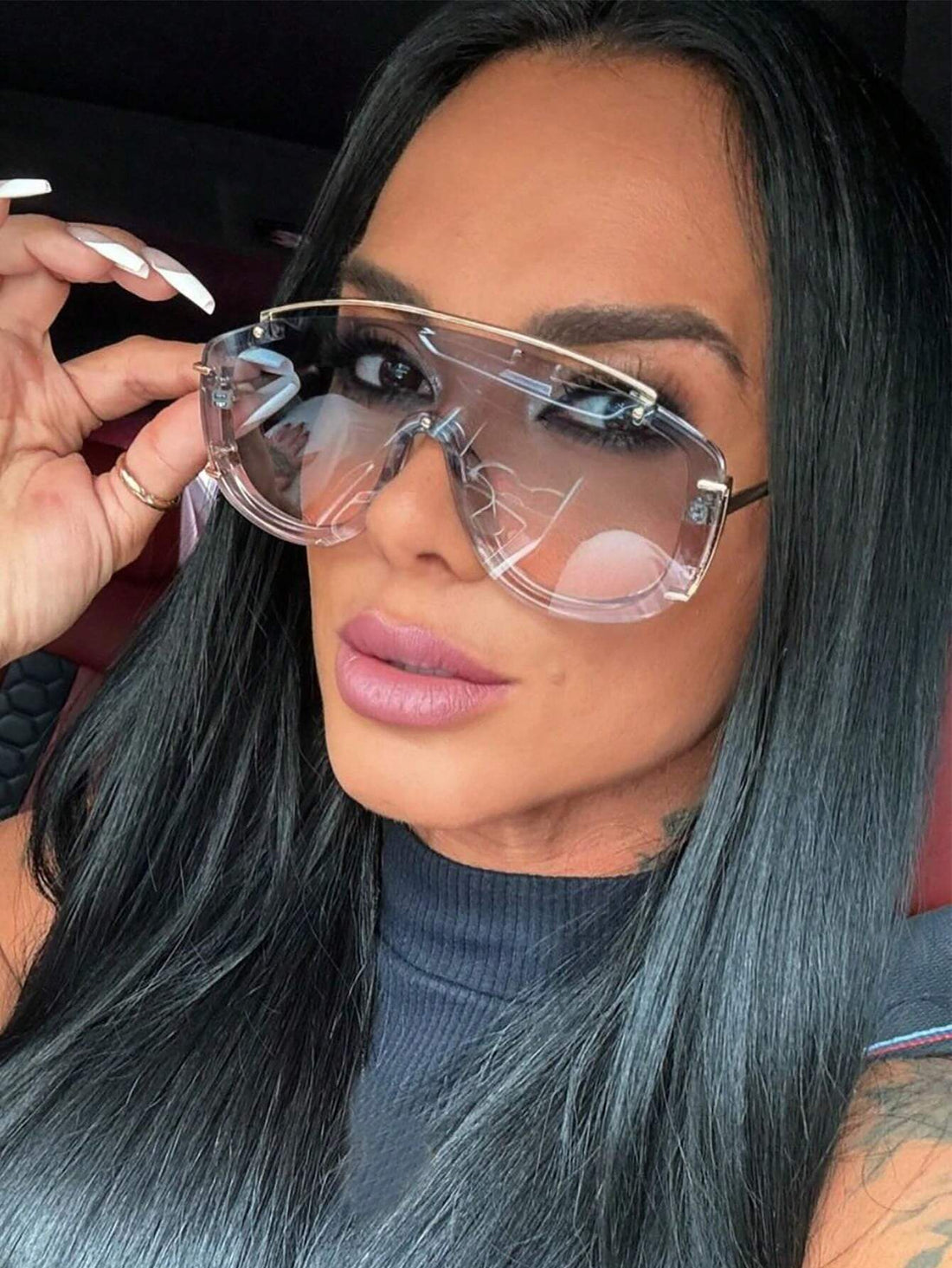 SHEIN Fashionable Retro Oversized Exquisite Metal Frame Legs Women's Fashion Glasses