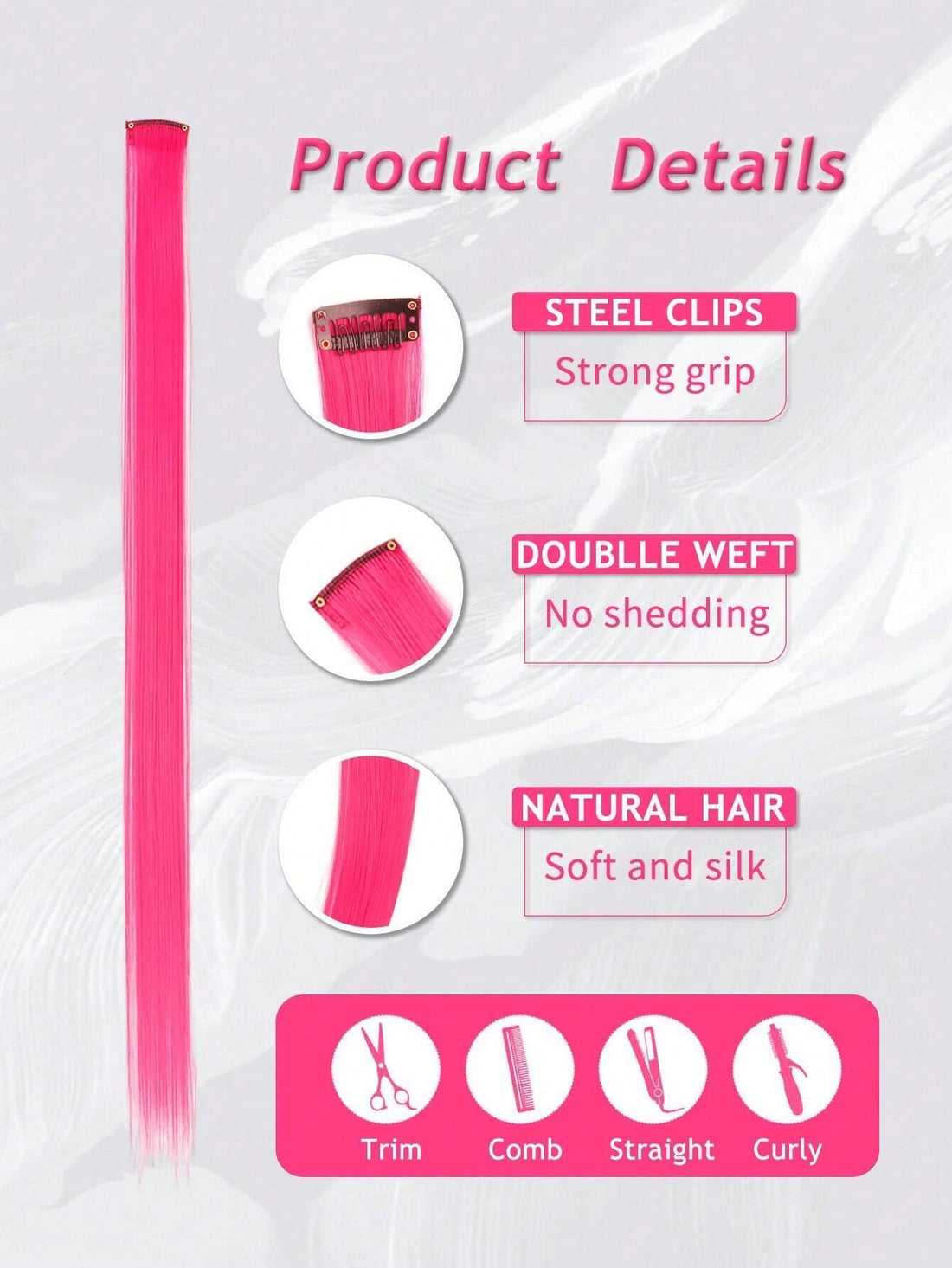SHEIN 5 PCS Red Colored Clip In Hair Extensions 20 Inch