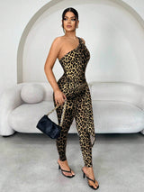 SHEIN SXY Women's Fashion Leopard Print Bodycon Jumpsuit