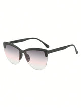 SHEIN Black Gradient Cat Eye Minimalist Half-Frame Glasses