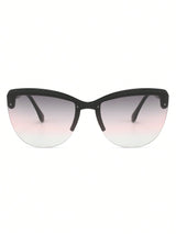 SHEIN Black Gradient Cat Eye Minimalist Half-Frame Glasses