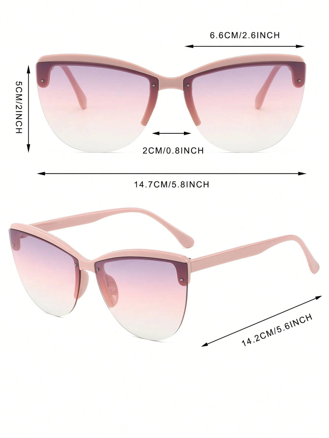 SHEIN Black Cat Eye Half-Frame Fashion Glasses