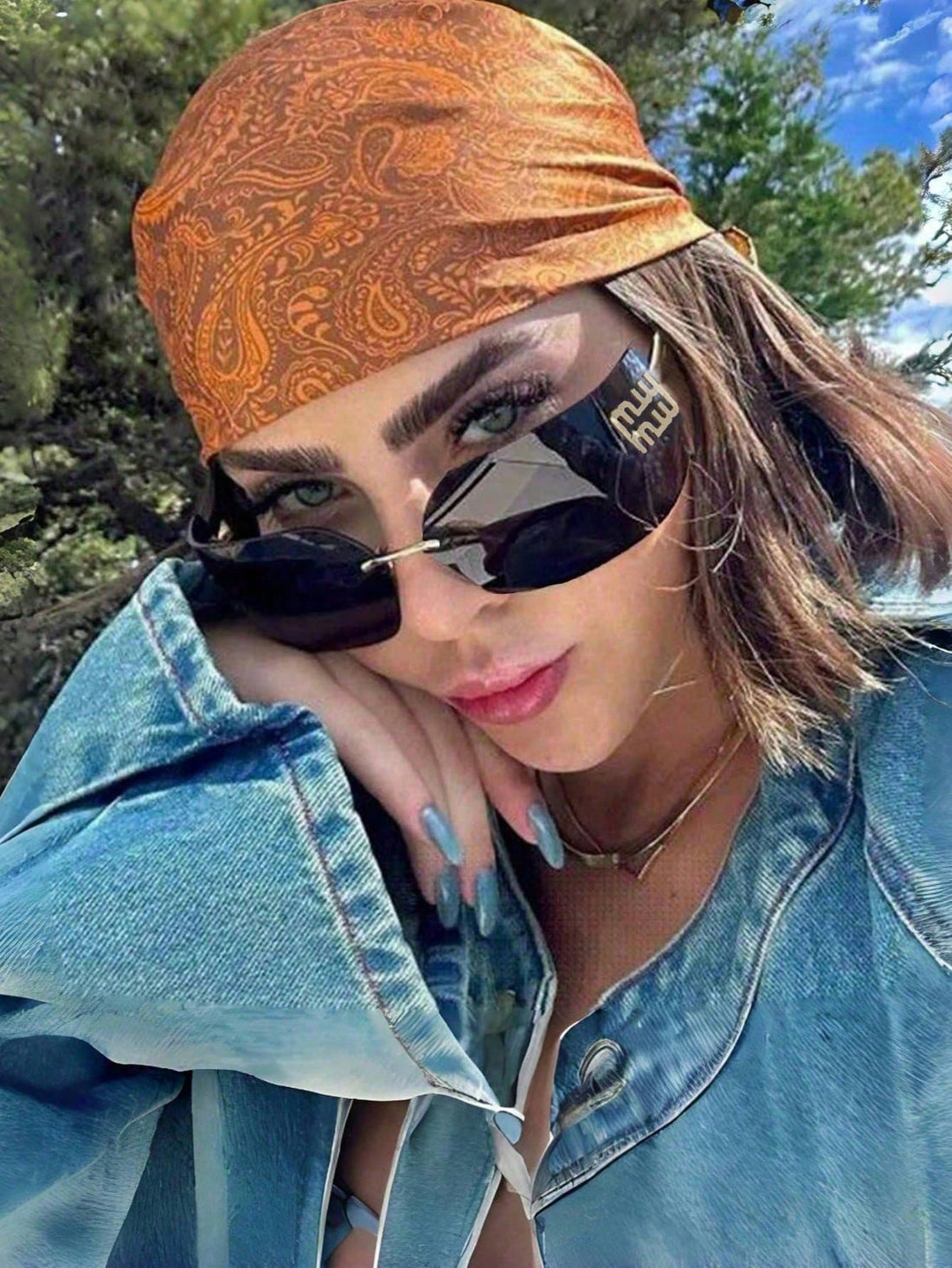 نضارة فاشن مربعة منحنية بدون إطار – SHEIN