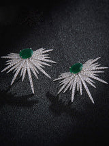 1pair Green Cubic Zirconia Marquise Stud Earrings For Women