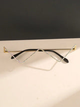 1pc Women's Metal Frame Decorative Hollow Shape, Rhinestone Inlay Shiny And Eyeglasses Without Lens BY SHEIN 