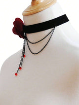 SHEIN Cross-Border Style Flower & Chain Decor Necklace
