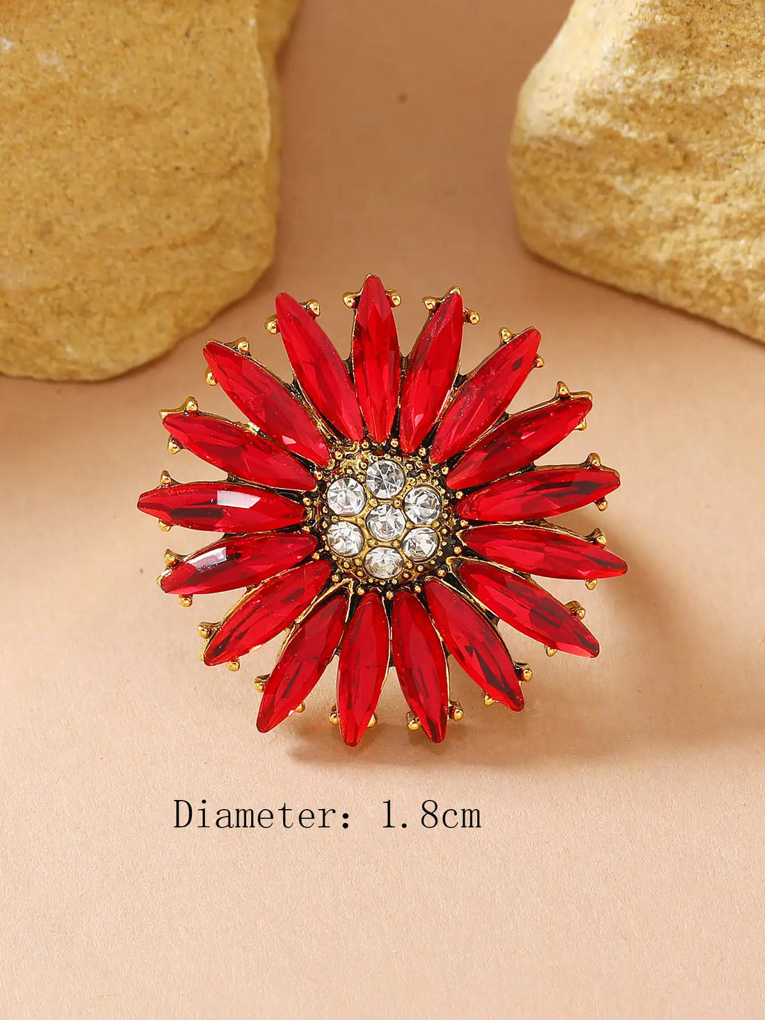 SHEIN Fashion Vintage Sunflower Rhinestone Adjustable Open Ring