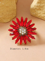 SHEIN Fashion Vintage Sunflower Rhinestone Adjustable Open Ring