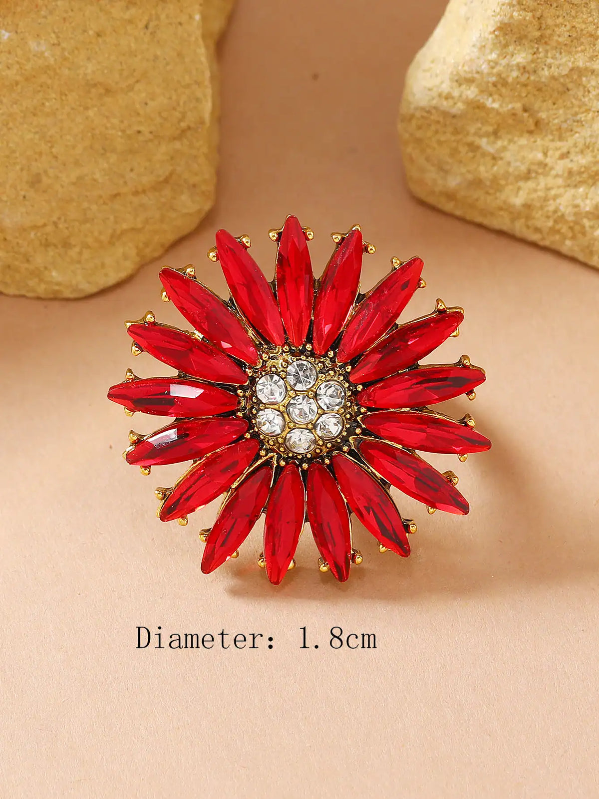 SHEIN Fashion Vintage Sunflower Rhinestone Adjustable Open Ring