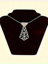 SHEIN Luxury Geometric Elegant Rhinestone Inlaid Tie Long Necklace