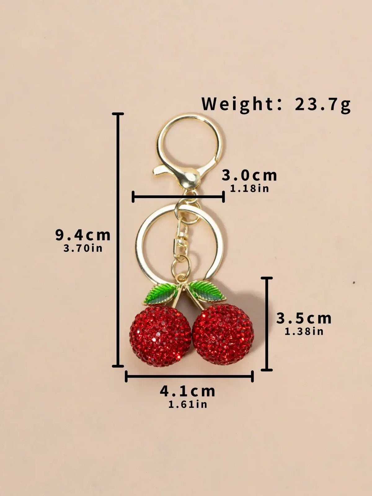 SHEIN 1pc Personalized Rhinestone Cherry Metal Vintage Fruit
