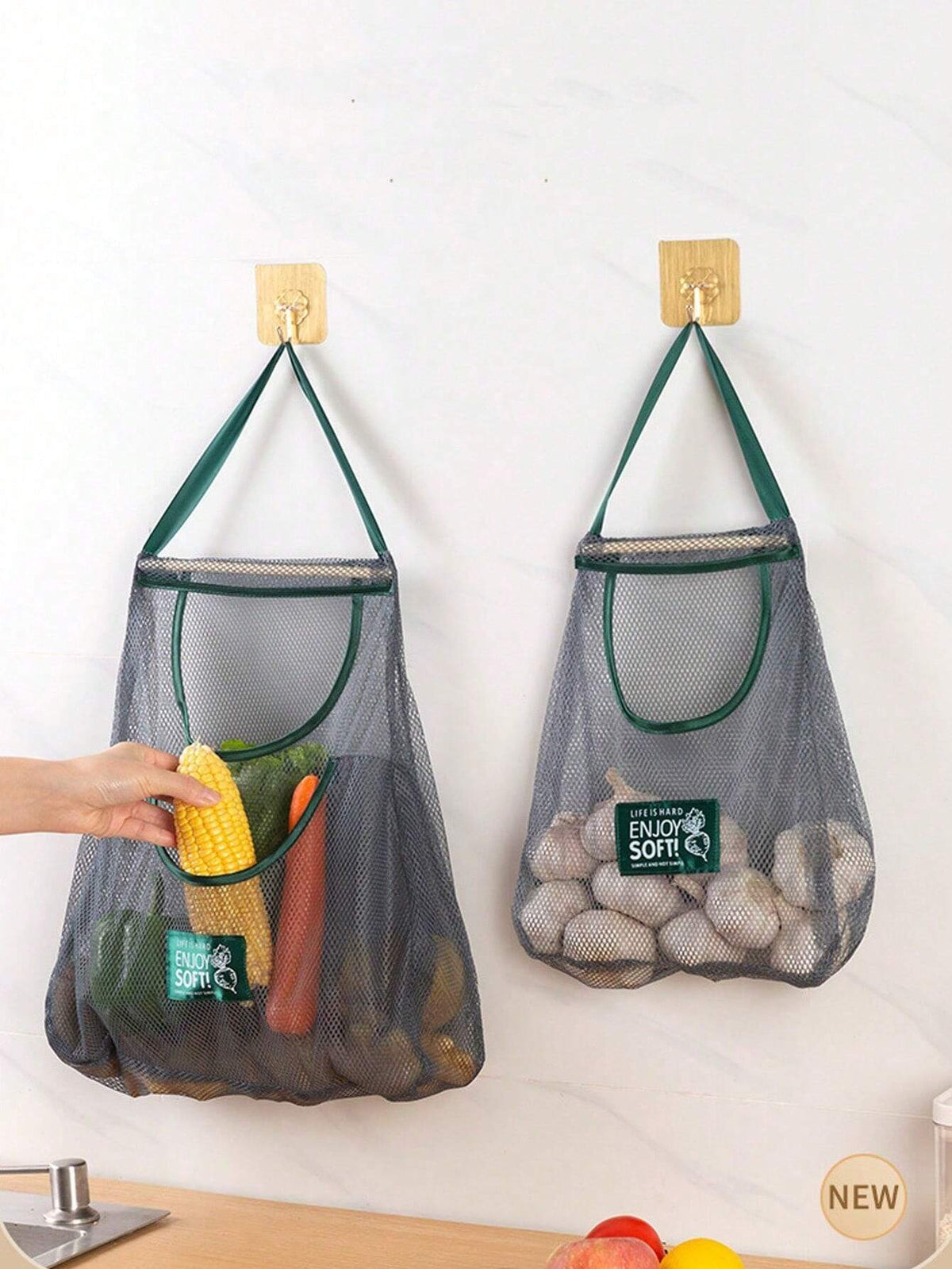 SHEIN 1pc Single/Double Layer Kitchen Food & Produce Hanging Storage Net Bag