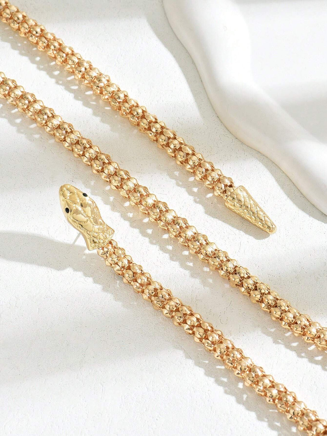 SHEIN Retro Punk Style Snake Wrap Around Earrings Necklace Set
