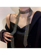 SHEIN Exaggerated Sparkly Multi-Row Water Drop Rhinestone Tassel Collar Necklace