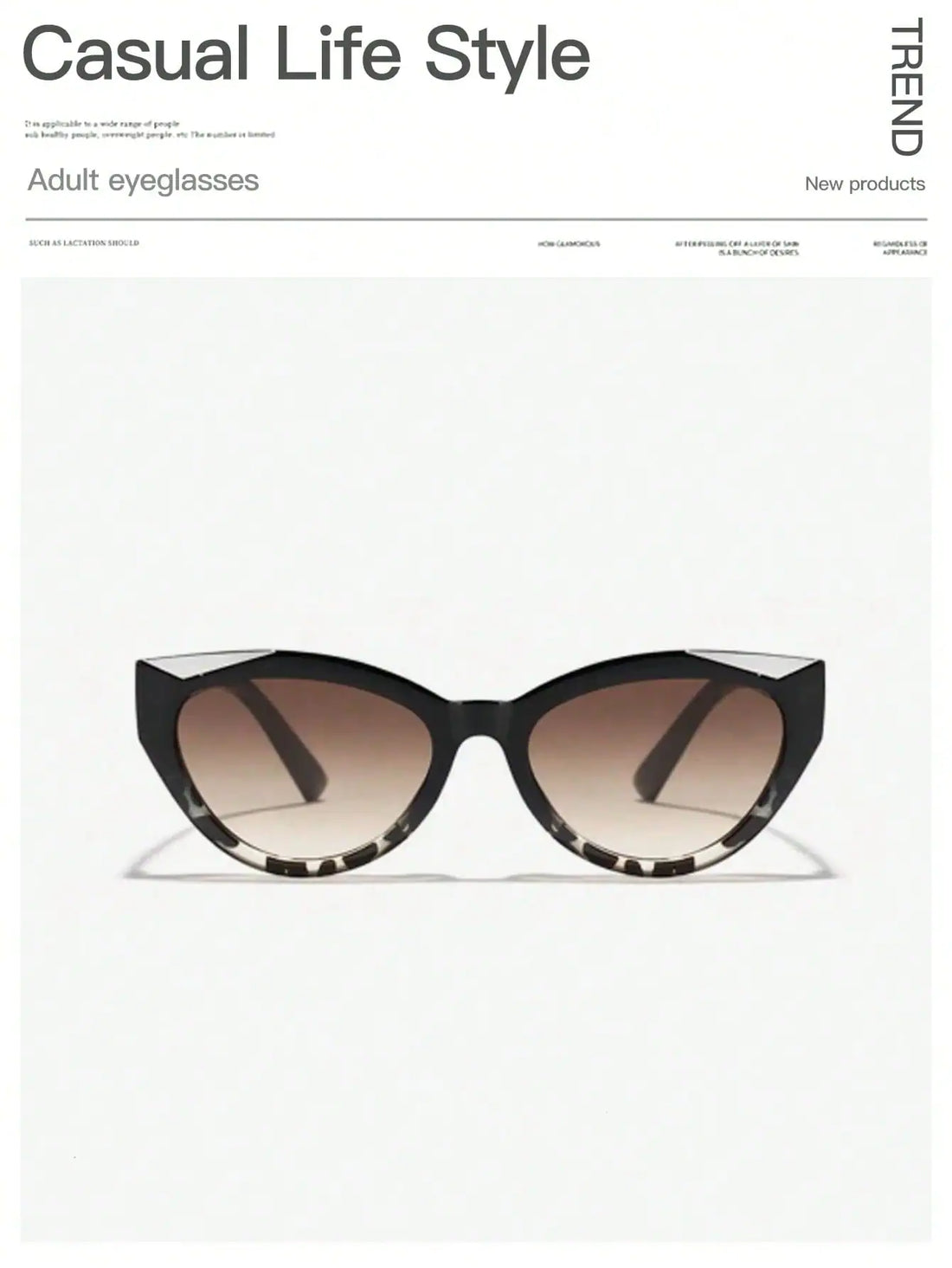 SHEIN Vintage Bohemian Cat Eye Full Rim Fashion Glasses