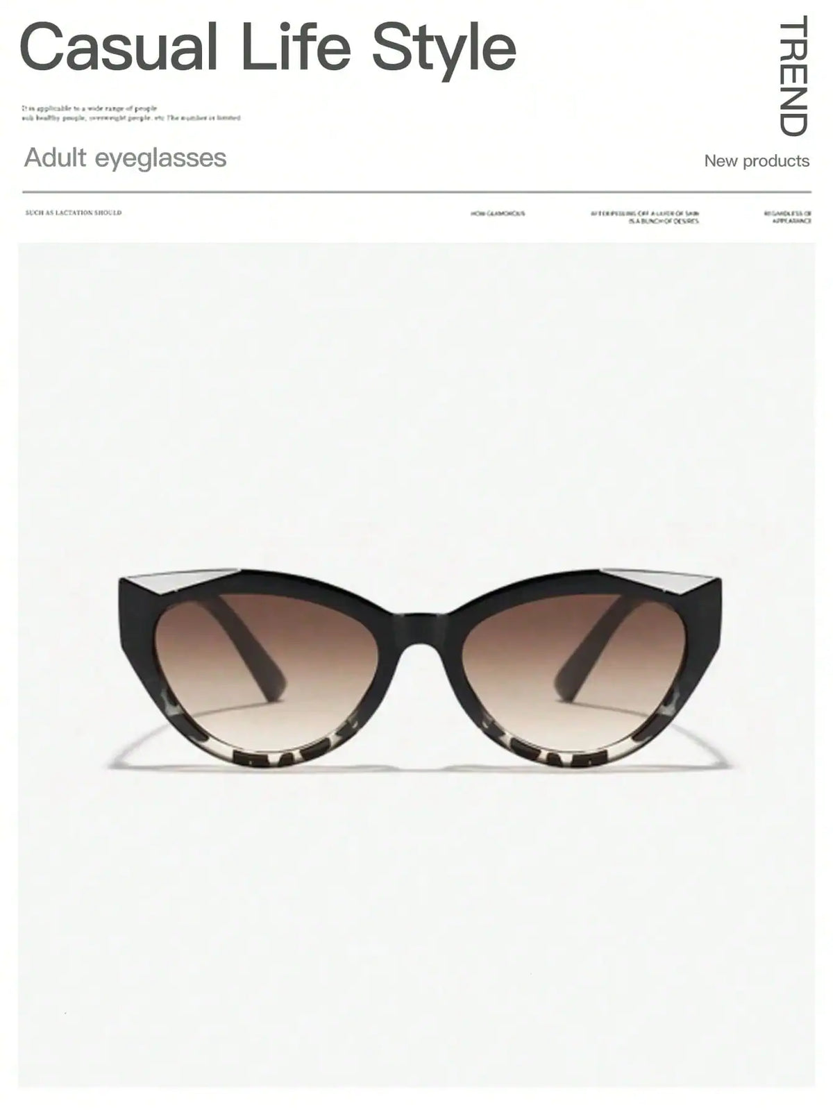 SHEIN Vintage Bohemian Cat Eye Full Rim Fashion Glasses