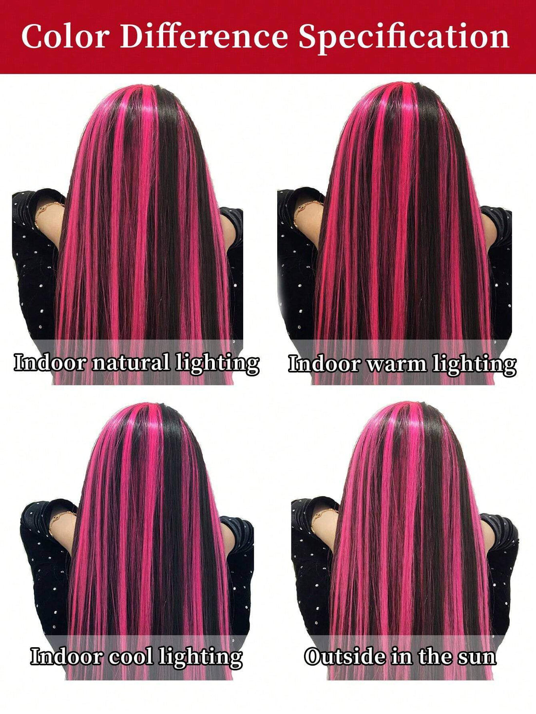 SHEIN 5 PCS Red Colored Clip In Hair Extensions 20 Inch