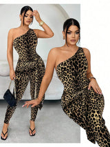 SHEIN SXY Women's Fashion Leopard Print Bodycon Jumpsuit