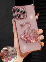 SHEIN Luxury Electroplated Clear Pink Phone Case