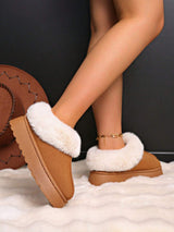 SHEIN Yellow Fluffy Fur Lined Platform Slip-On Snow Boots