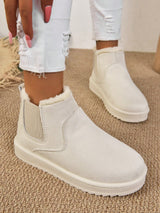 SHEIN Beige Faux Fur Lined Anti-Skid Platform Ankle Snow Boots