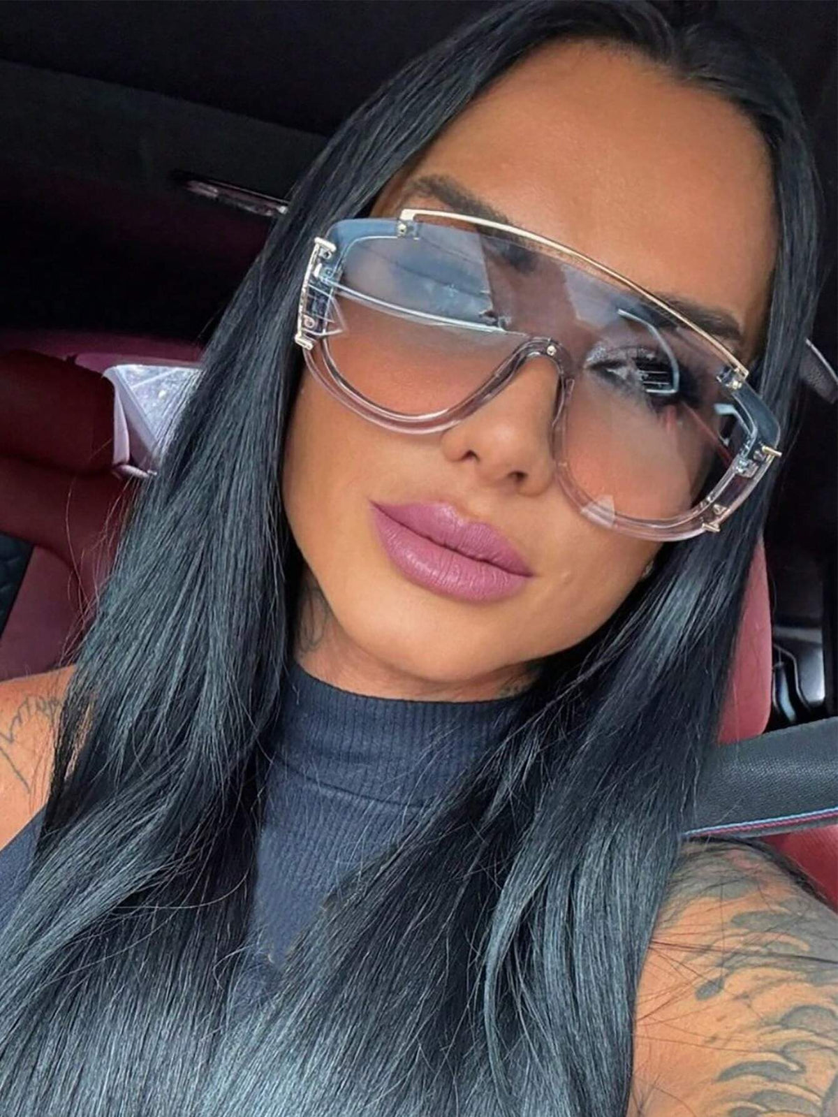 SHEIN Fashionable Retro Oversized Exquisite Metal Frame Legs Women's Fashion Glasses