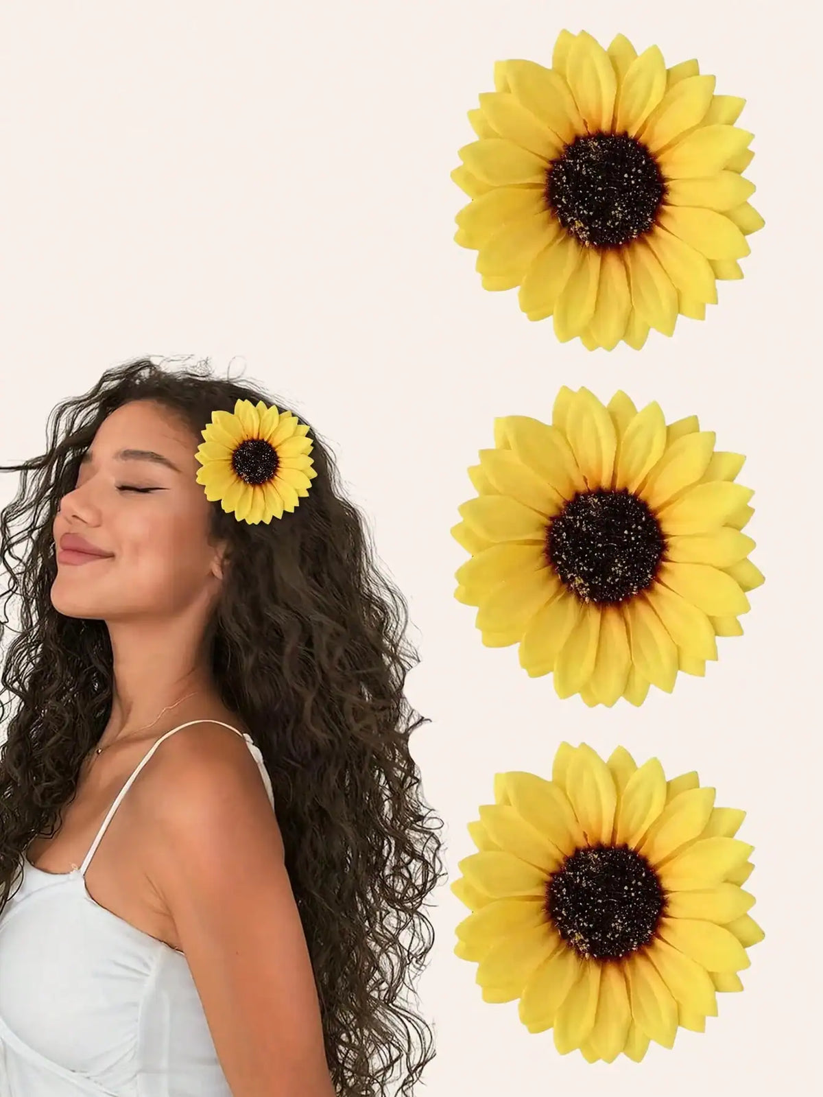 SHEIN Casual Beach Boho Sunflower Hair Clips