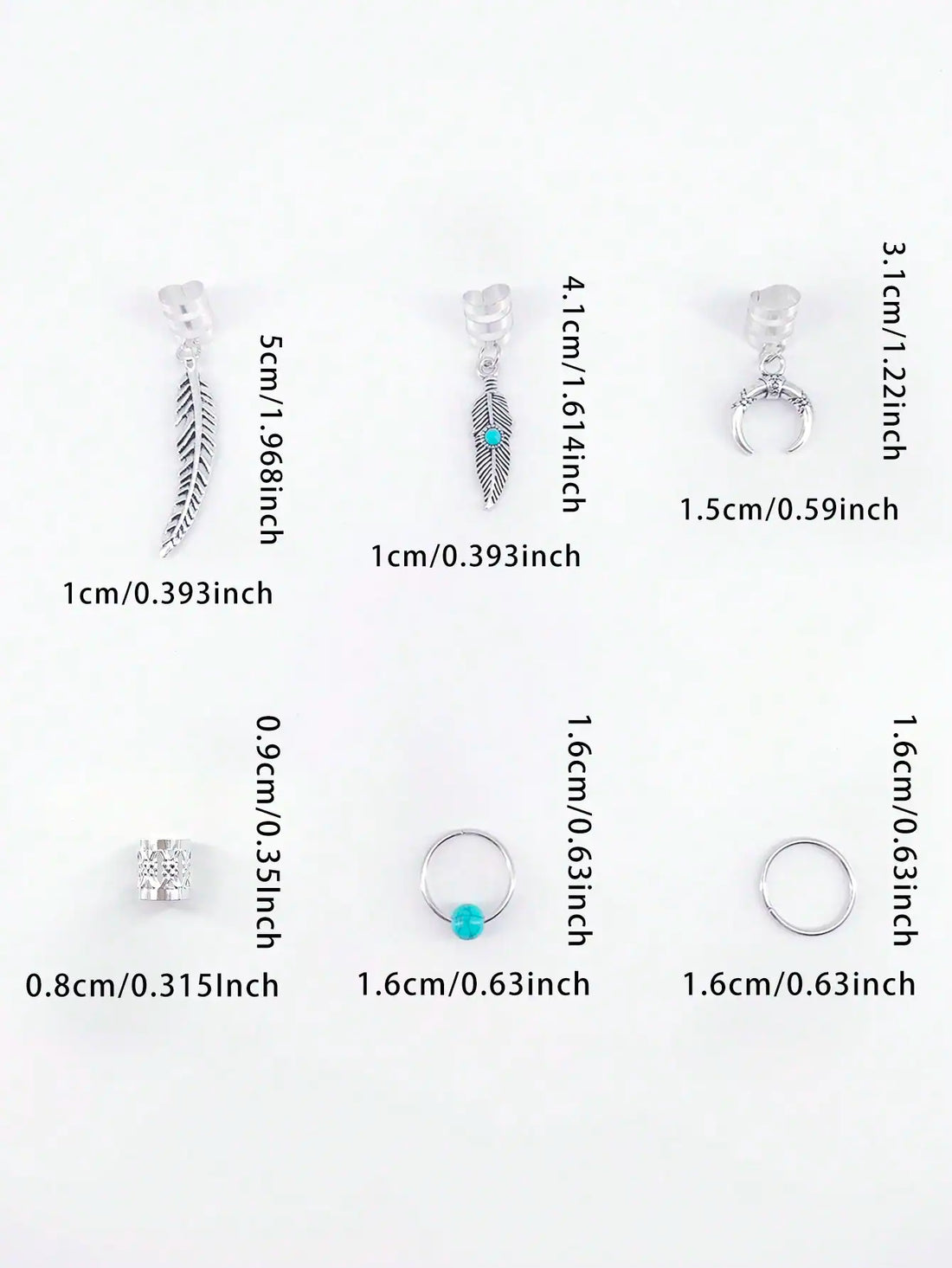 SHEIN 31 Pcs Turquoise Pendant Dreadlock Braid Hair Beads Braids Hair Rings
