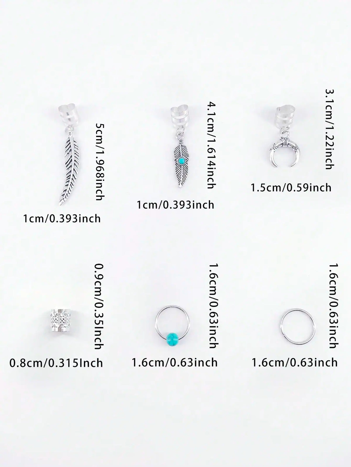 SHEIN 31 Pcs Turquoise Pendant Dreadlock Braid Hair Beads Braids Hair Rings