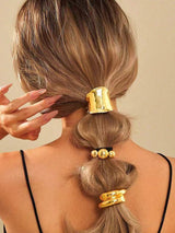 SHEIN 3pcs Geometric Metal Stretchy Ponytail Hair Ties