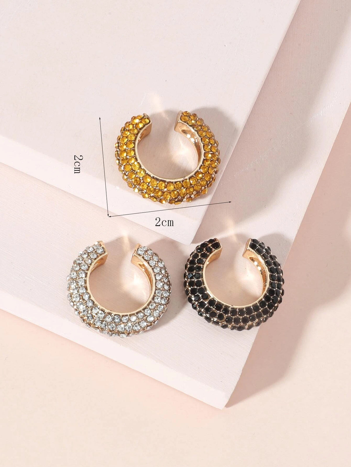 SHEIN 3 Pcs Rhinestone Decor Glamorous Ear Cuffs