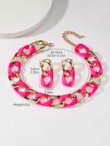 SHEIN Resin Eight-character Twist Link Chain Fashionable Lady's Necklace, Earrings
