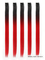 5 PCS Red Colored Clip In Hair Extensions