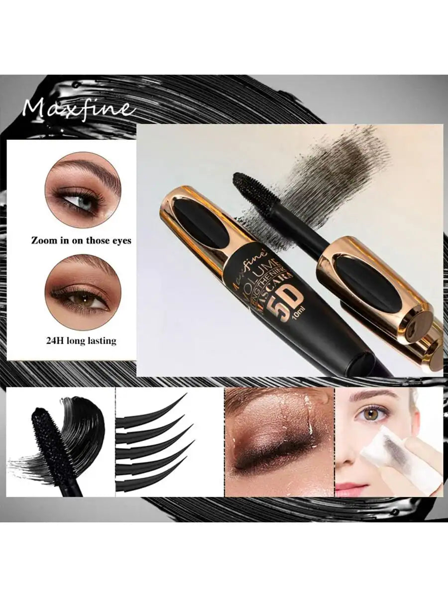5D Silk Fiber Mascara Waterproof Thick Long-lasting Non-smearing Blue
