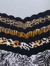 SHEIN Multicolor Seamless Leopard Print & Solid Wavy Trim Briefs, 8 Pcs