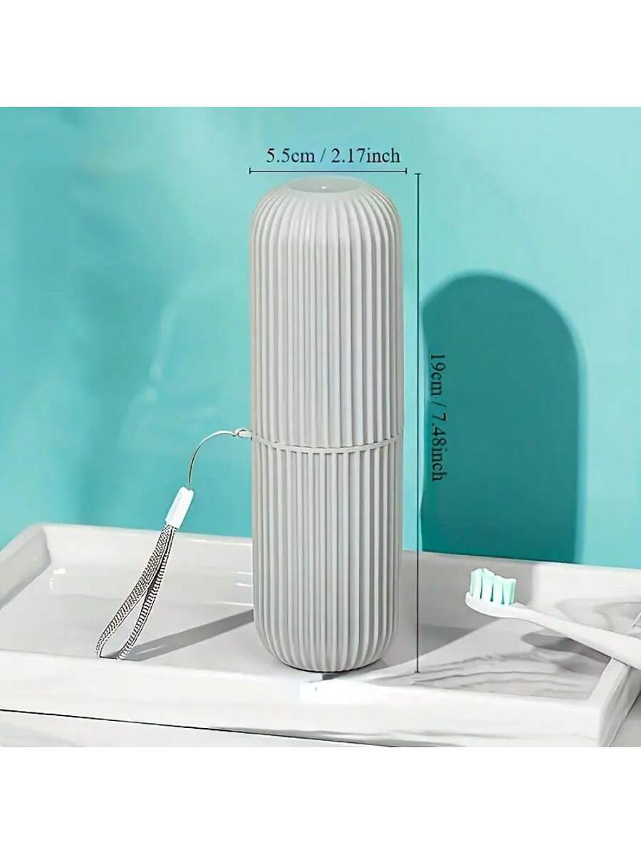 SHEIN Portable Travel Toothbrush Case Set with Mouthwash Cup