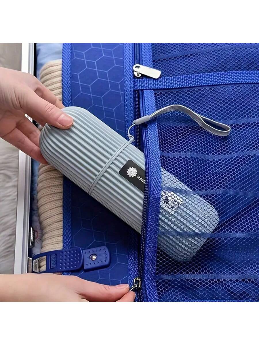 SHEIN Portable Travel Toothbrush Case Set with Mouthwash Cup