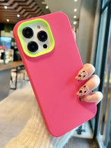 SHEIN Apple Solid Color Spray Painting Contrast Color 3-In-1 Shockproof Phone Case