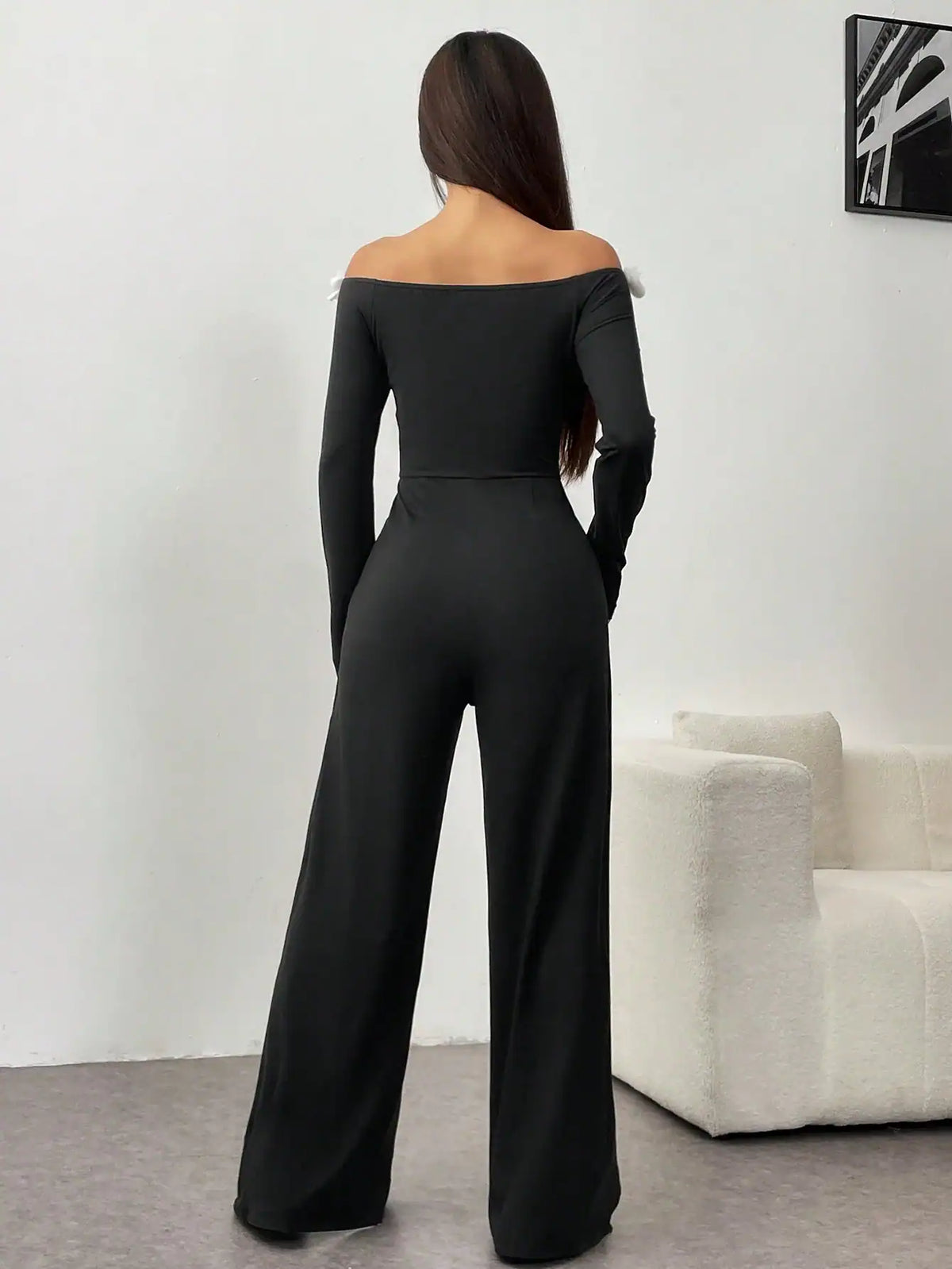 Chiquease Women's Off-Shoulder Tie-Front Jumpsuit