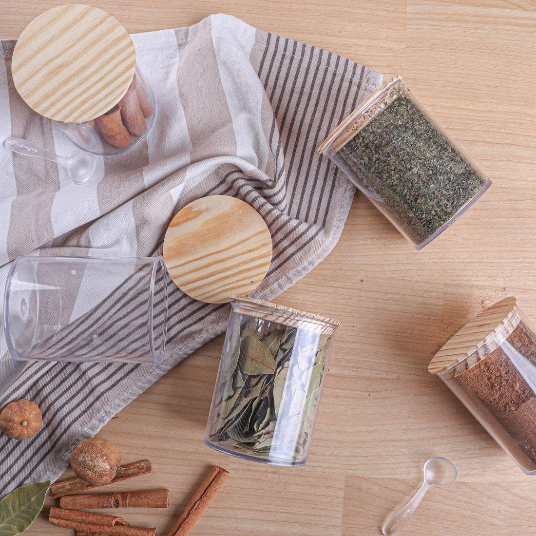 Acrylic Spice Jar with Wooden Lid