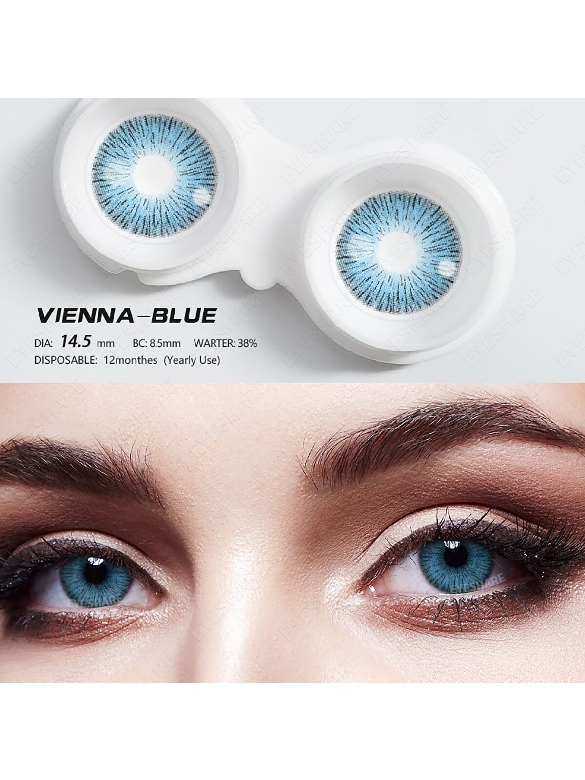 عدسات لاصقة ملونة أزرق سلسلة Vienna، زوج واحد – SHEIN EYESHARE