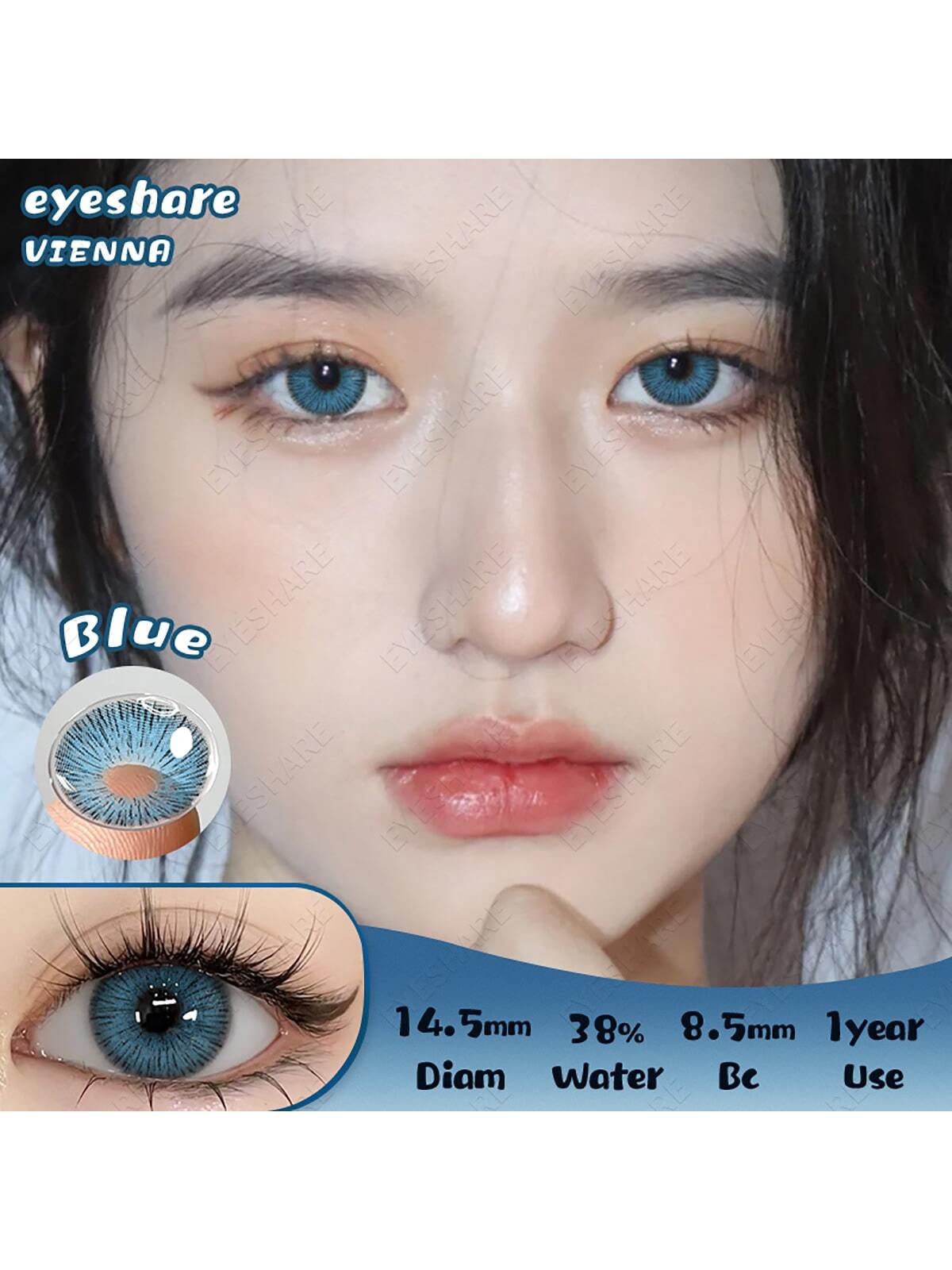 عدسات لاصقة ملونة أزرق سلسلة Vienna، زوج واحد – SHEIN EYESHARE