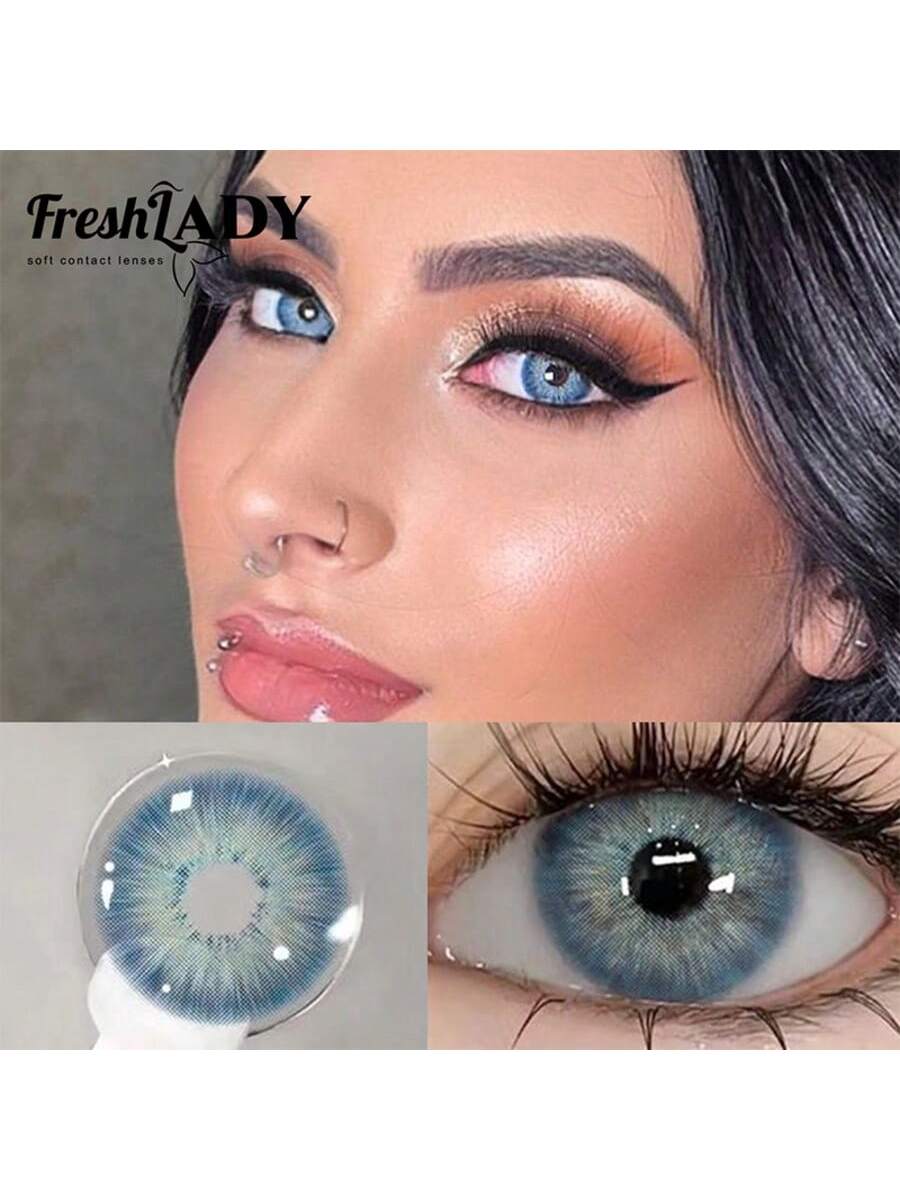 SHEIN FRESH LADY Natural Blue Color Contact Lenses, 14.2 mm, 1 Pair