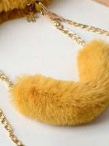 SHEIN Yellow Heart Shaped Fluffy Furry Handbag with Chain