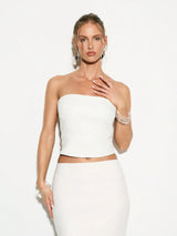 SHEIN KIZN Strapless Structured Corset Top Party Club Evening Wear Bustier Crop