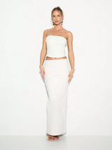 SHEIN KIZN Strapless Structured Corset Top Party Club Evening Wear Bustier Crop