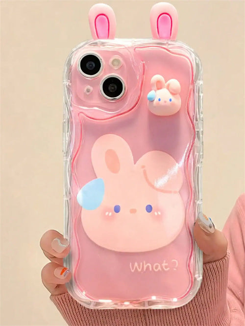 Korean Cute 3D Eyes Transparent Wavy Phone Case