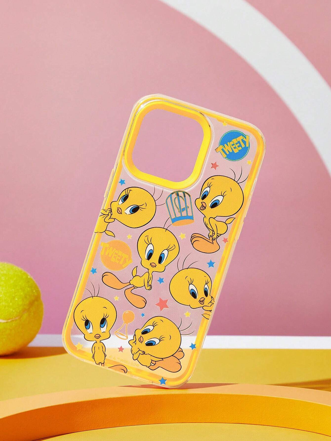SHEIN LOONEY TUNES X SHEIN Yellow Tweety Pattern Clear TPU iPhone Case