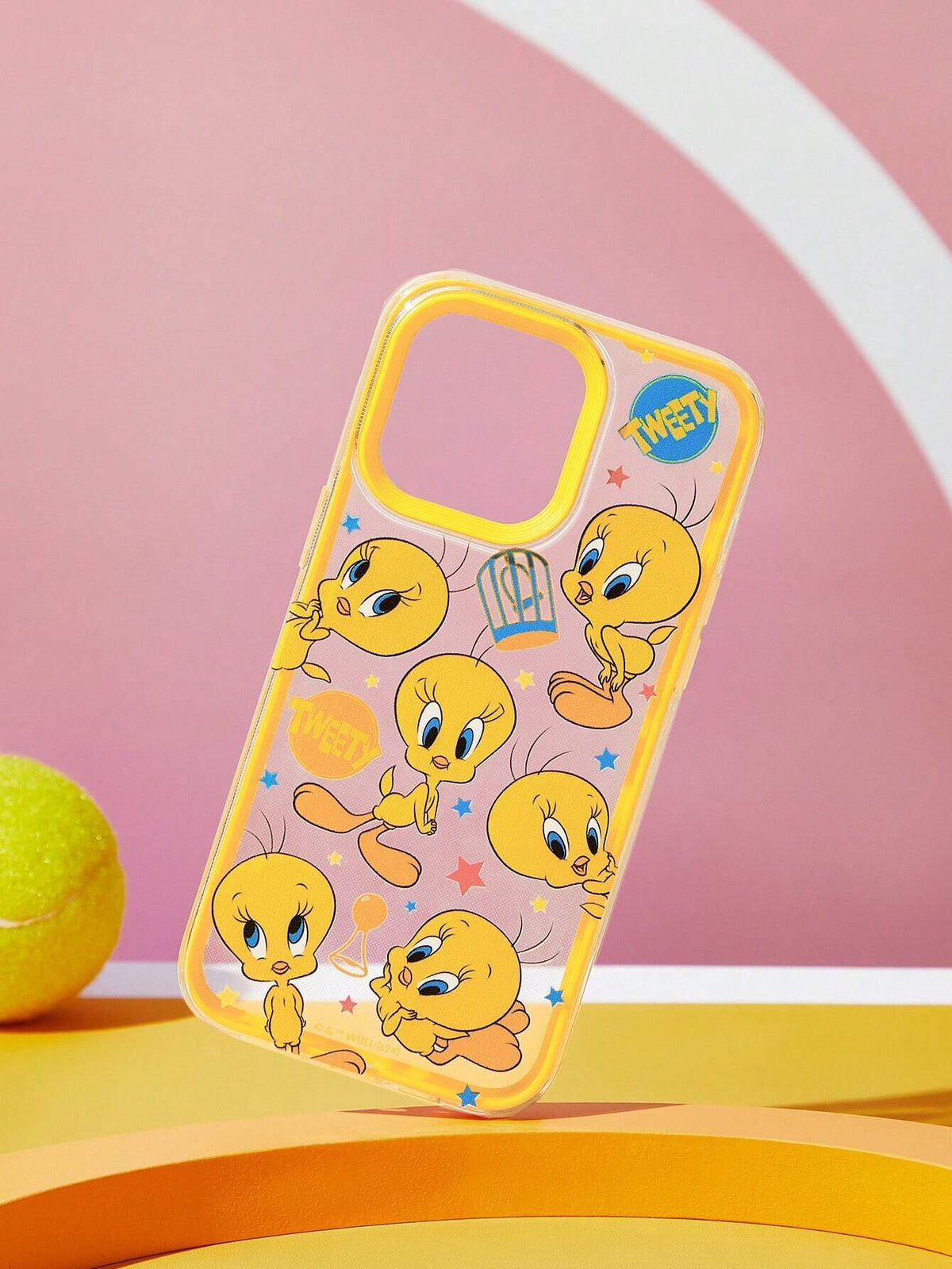 SHEIN LOONEY TUNES X SHEIN Yellow Tweety Pattern Clear TPU iPhone Case