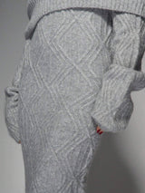 SHEIN Grey Off-Shoulder Cable Knit Maxi Sweater Dress